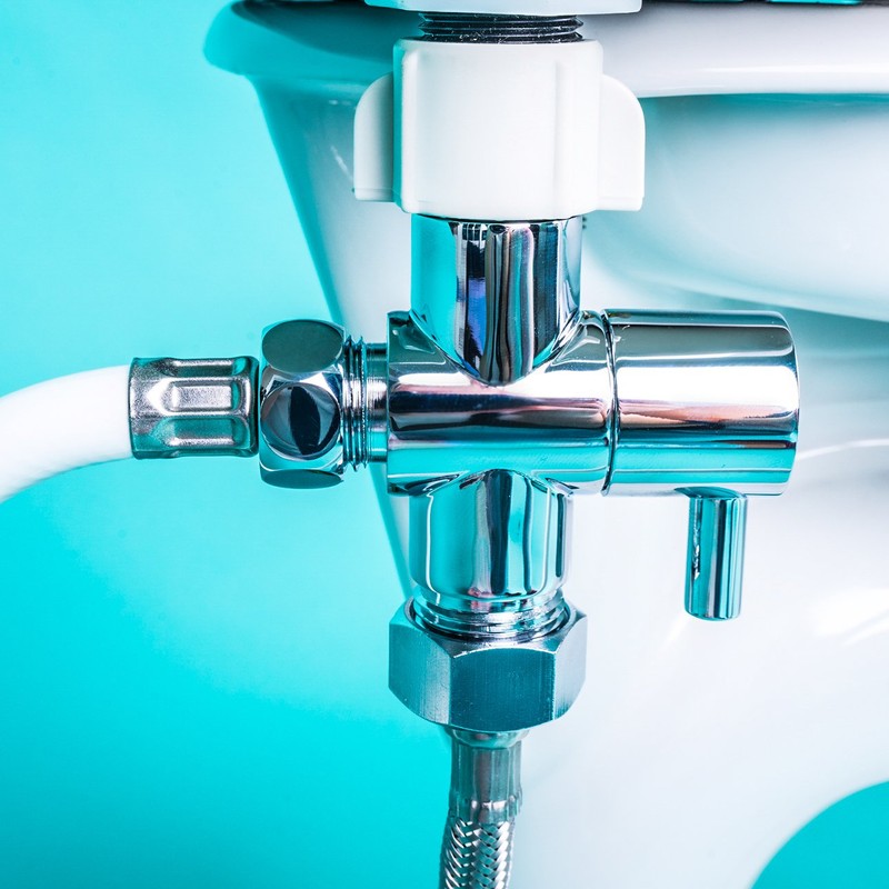 GenieBidet Hybrid LEAK-STOP Chromed Brass 3-Way T Adapter with ON/OFF.