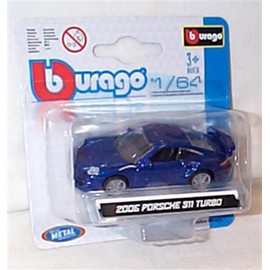 Burago 2006 P0RSCHE 911 Turbo Blue vehicle 1:64 scale diecast model