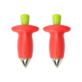 Tabanzhe Strawberry Huller-2PCS Fruit Core Remover Stem Leaf Remover Stainless Steel Fruit Vegetable Top Stem Corer Mini Stem Core Pit Remover for Baking Jam Making
