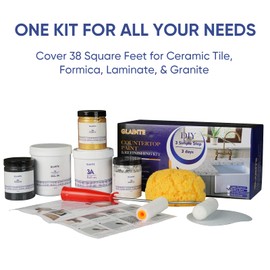 GLAINTE Granite Countertop Paint Kit - Black Gold Counter Top Refinishing Kit for Kitchen Bathroom