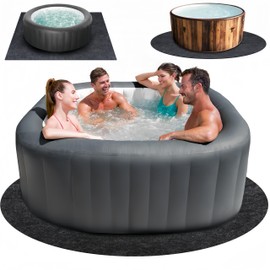 90 * 90 inch Round Hot Tub Mat, Extra Large Inflatable Hot Tub Pad Outdoor Indoor, Waterproof Slip-Proof Backing, Absorbent Spa Pool Ground Base Flooring Protector Mat for Hot Tub Deck
