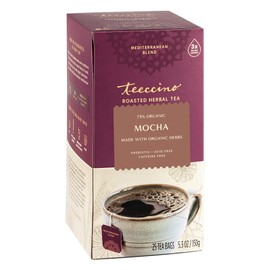 Teeccino Mocha Herbal Tea - Rich & Roasted Herbal Tea That’s Caffeine Free & Prebiotic for Natural Energy, 25 Tea Bags