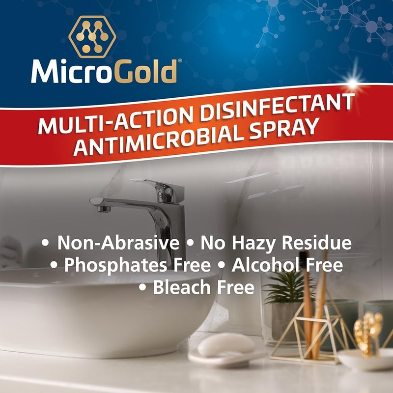 MicroGold Multi-Action Disinfectant Antimicrobial Spray Tested and Proven Effective to
