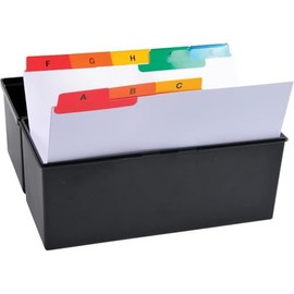 Exacompta - Ref 13998E - Index Record Card - 160 x 210mm in Size, 160gsm White Card, Laminated Multi-Coloured Tabs, 25 Alphabetical Labels, Suitable for A5 Documents