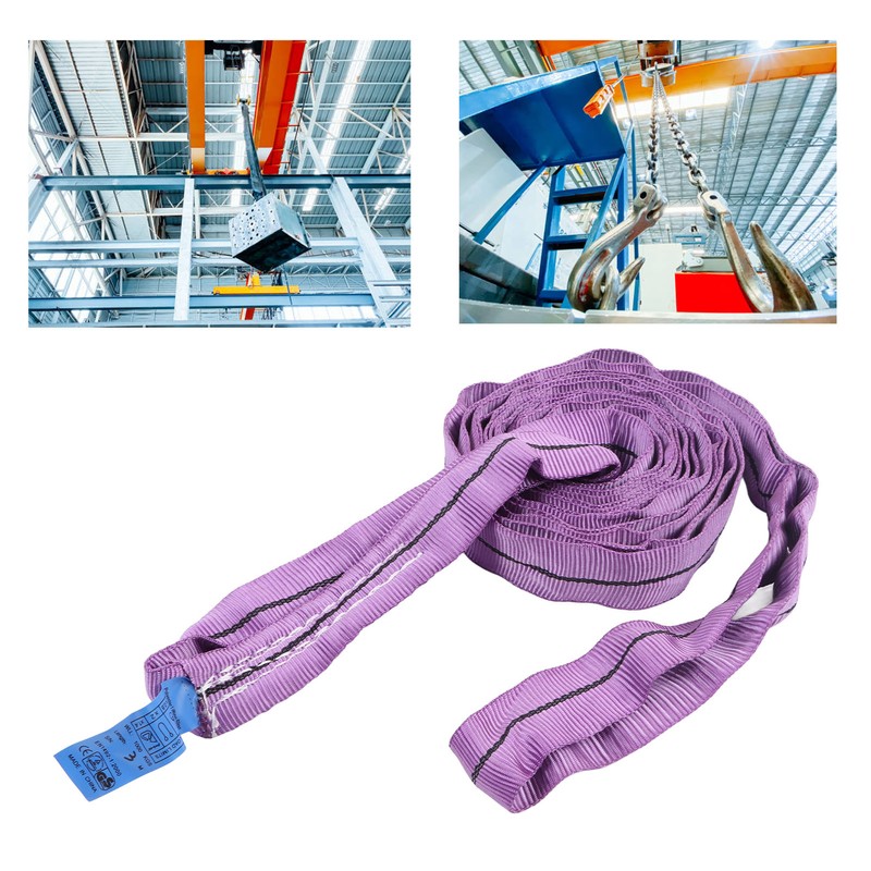 Lifting Sling Hoist Webbing 1T Polyester Rigging Strap Purple for