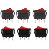 AUXBC 6Pcs Red Light Illuminated Rocker Switch, SPST On-Off Toggle