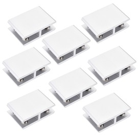 Kitmose 8 PACK Glass Clamp,180 degree glass to glass clamp,Adjustable Double Side Aluminum Alloy Glass Shelf Support Bracket,Glass Clip Holder for 8-10mm Thickness