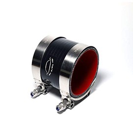 LTI - Acoplador universal de manguera de silicona recto de 70 mm y 4 capas reforzado de alto rendimiento de 7.75 cm + abrazadera de tornillo en T de acero inoxidable 304 (2.7 pulgadas, negro)