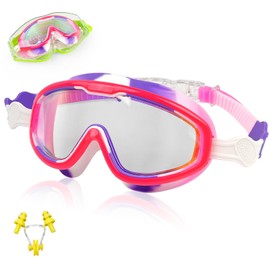 ProChosen Kids Swimming Goggles, Swimming Goggles for Kids Children Teens Age 3-15 Waterproof Anti-Fog UV Protection No Leaking, Boys Girls Swimming Goggles Kids 6-14 with Nose Clip (Rainbow)