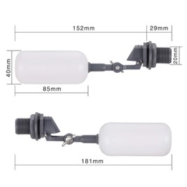 KWOKWEI Float Valve, Pack of 2 Water Float Ball Valve with Adjustable Arm, 1/2 Inch Automatic Plastic Floating Ball Valve for Water Trough, Aquarium, Pond, Livestock Drinker