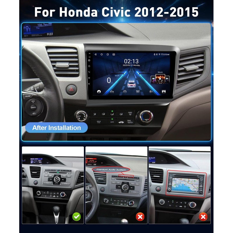 Leadfan Car Stereo Radio for Honda Civic 2012 with Carplay