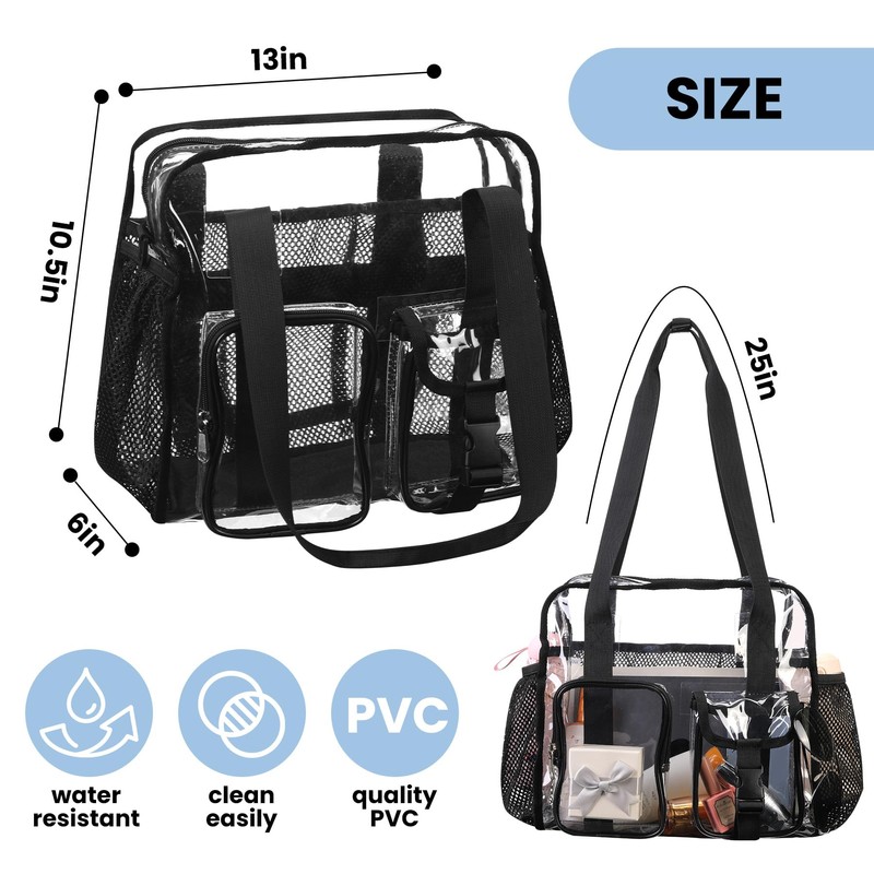 BORMELUN Clear Tote Bags for Work Shoulder Strap Stadium approved