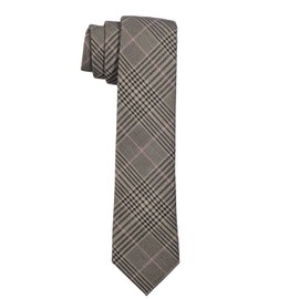 DonDon Men's Narrow checkered Necktie Tie 2.36 inch 6 cm Cotton - brown black