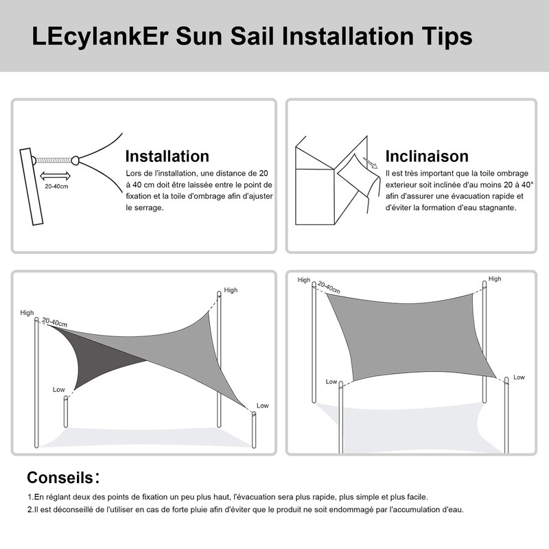 LEcylankEr Awning, Balcony, Triangular, Rectangular, Waterproof Awning Fabric, Awning, UV