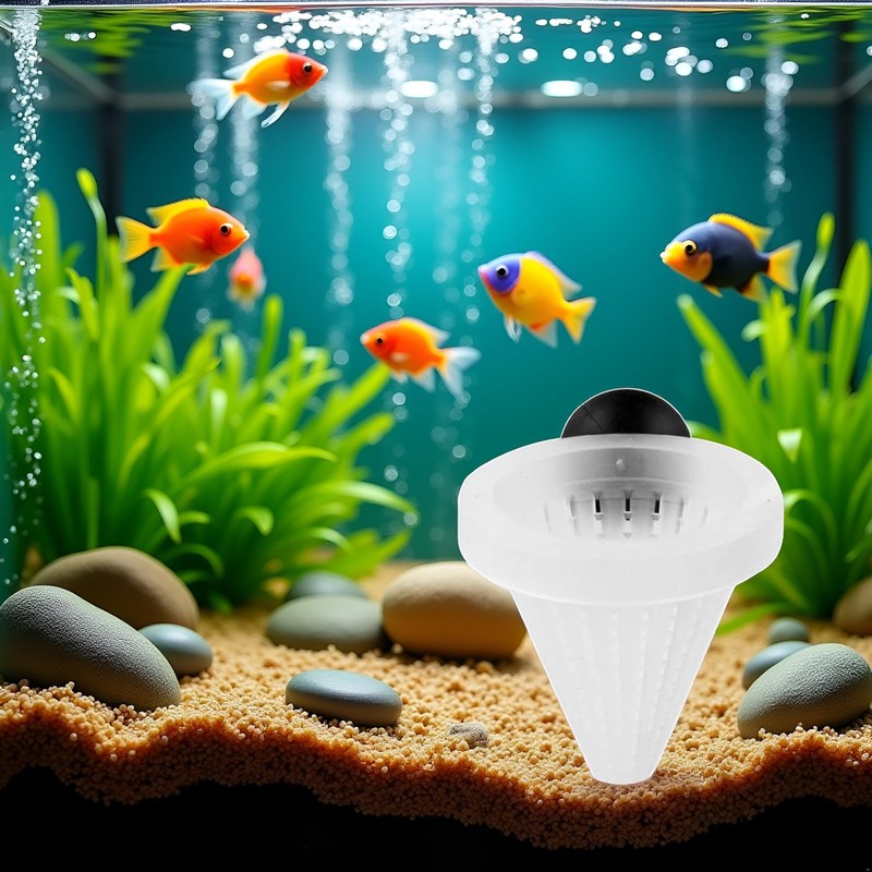 1 Pc White Cone Shape Aquarium Red Worm Fish Feeder