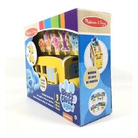 Melissa & Doug Blue's Clues & You! Wooden Pull Back School Bus And Figures 9pcs