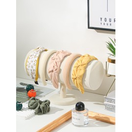 Justsoso T-Bar Headband Holder Organizer for Selling, Soft Velvet Hairband Stand Display, Hair Hoop Accessories Jewelry Storage for Women Girls (Beige Velvet)