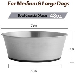Stainless Steel Dog Bowls for Large Dogs, 64oz/8 Cups Non Slip Dog Metal Bowls, 2 Pack Food and Water Pet Bowls Heavy Duty Dishwasher Safe