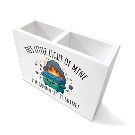 Dumpster Fire Office Desk Decor Sign for Women Men HR Manager Coworker Friend Employee Colleagues Wooden Pencil Holder Boss Day Gifts Funny Home Office Sign Accessories Desk Decor