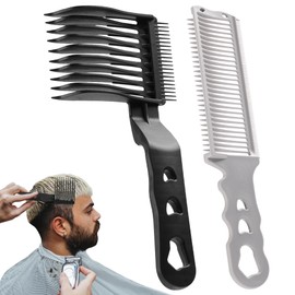 2 Pcs Fade Comb, Barber Fade Comb, Uitable for Home, Salon Use, Compatible With all Hair Clippers Barber Accessories, Randomly Distribute the Head Rope or Hair Loop (Grey Black)