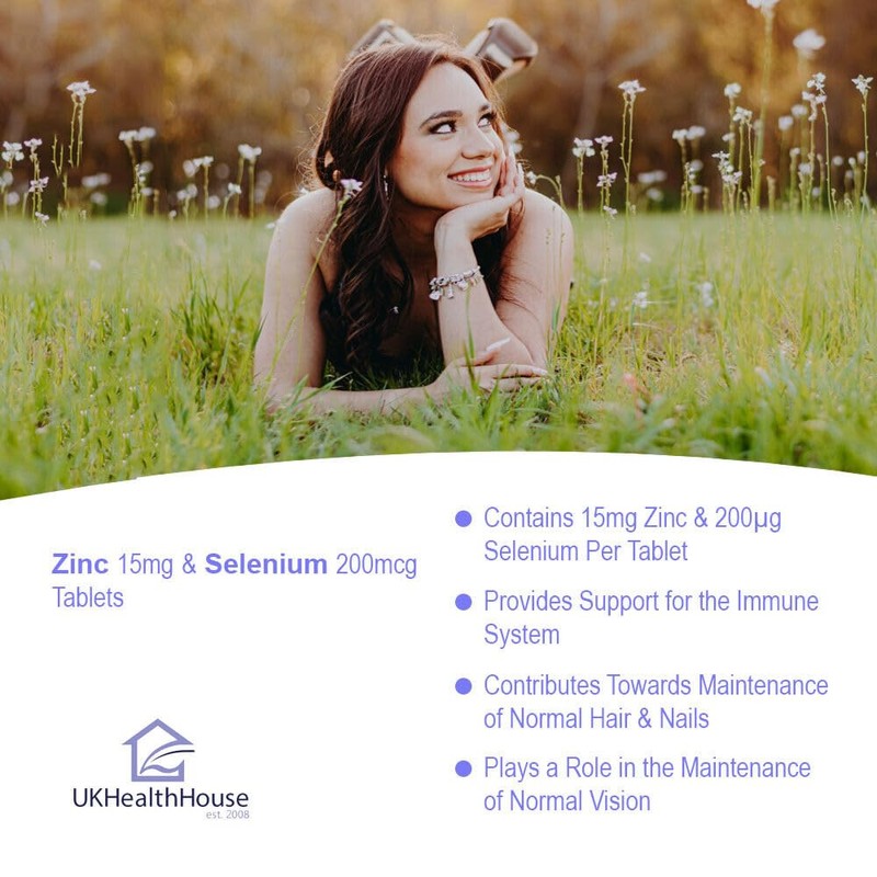 Selenium 200mcg and Zinc 15mg Supplement | Hair Skin and