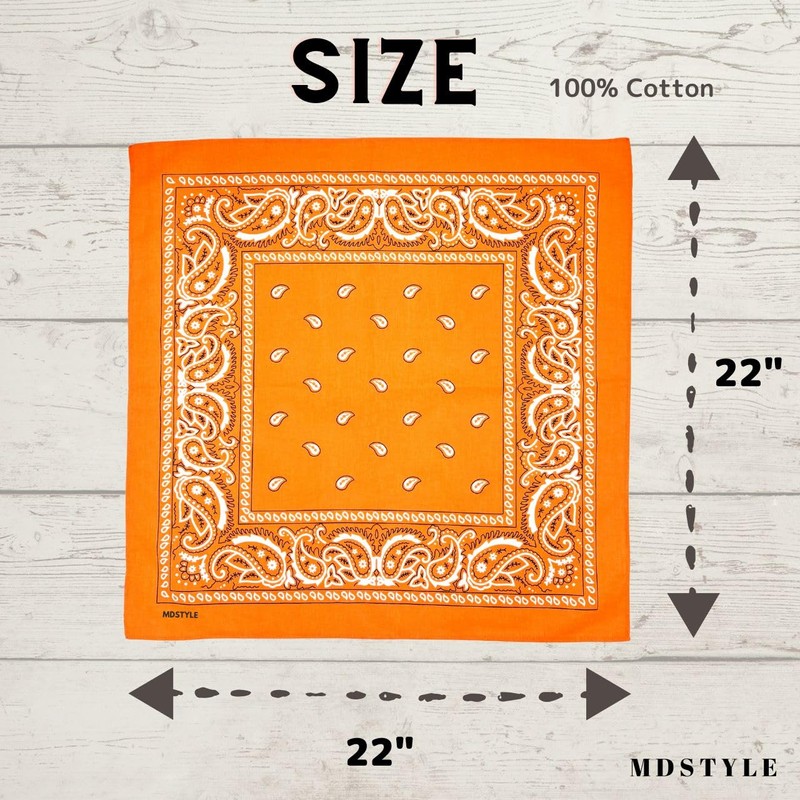 MDSTYLE 100% Cotton Bandana for Men & Women 22" x