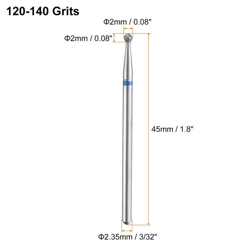 sourcing map 5pcs 120-140 Grits Diamond Grinding Bit 2mm Ball