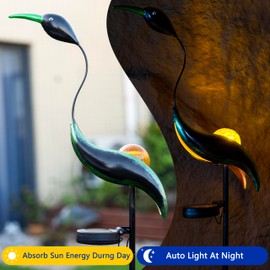 Solar Garden Statue Crane Yard Art Sculptures, Metal Heron Statues Outdoor for Patio Yard Lawn Porch Decorations, Garden Decor for Outside, House Warming Gifts - Mom Birthday Gifts