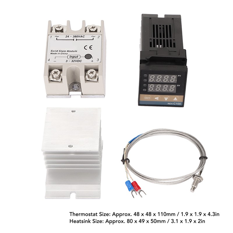 Farm Temperature Control Set 100‑240V Thermostat Type K Thermocouple Heatsink
