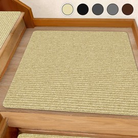 Lacut Stair Treads for Wooden Steps Carpet, Non-Slip Stair Runner Indoor Outdoor Stair Tread Mats Covers Pads, 31" x 31"Matching Landing Step Runner for Elders, Kids and Dogs (31" x 31", Beige)