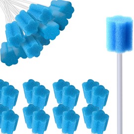 Disposable Oral Care Sponge, 80 Pieces Oral Care Sponge Swabs, Oral Care Sticks for Cleaning Dental Clinics, Individually Packed (Plum Blossom Blue)