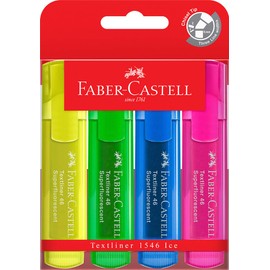 Faber-Castell Textliner 46 Ice Superfluorescent Highlighter, Assorted 4 Pack, (57-4802-04)