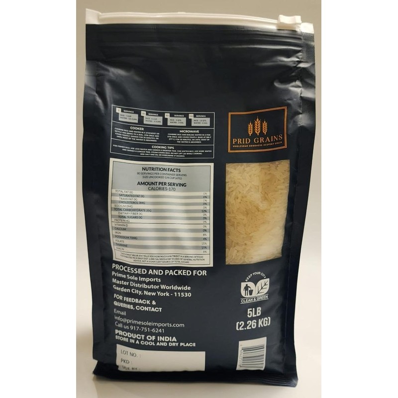 Prid Grains Premium Parboiled Rice, 5 lb Bag, Medium