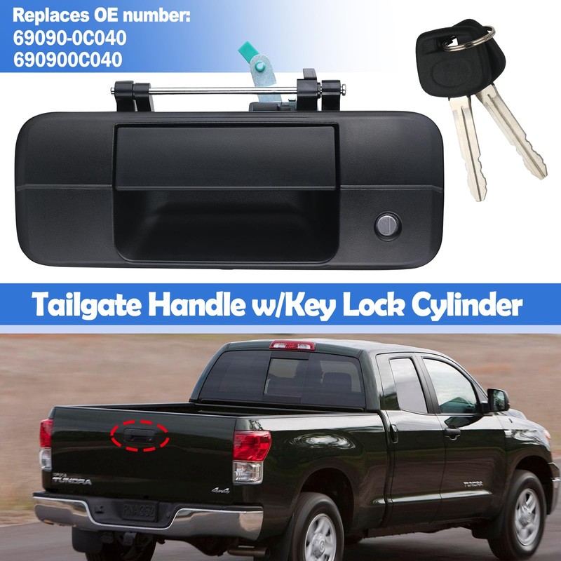 Osompar Exterior Tailgate Handle with Key Lock Cylinder for Toyota