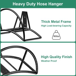 TomCare Garden Hose Holder Wall Mount Metal Water Hose Holder Holds 125Ft Hose Heavy Duty Hose Hanger Durable Hose Reel Sturdy Hose Rack Hose Storage Organizer for Outside Yard Garden, Black