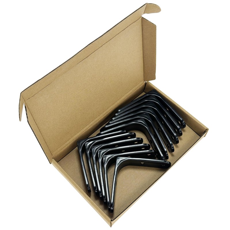 12 PCS Furniture Shelf Brackets, 90-Degree Metal L-Shaped Corner Supports