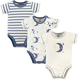 Touched by Nature Unisex Baby Organic Cotton Bodysuits, Moon, 18-24 Months