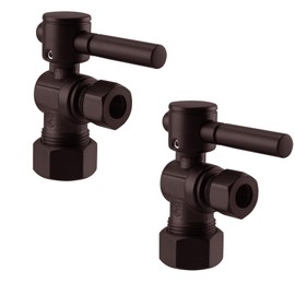 Westbrass D105BL-2-12 1/4-Turn Lever Handle Angle Stop Shut Off Valve, 5/8" OD x 3/8" OD, Oil Rubbed Bronze (2-Pack)