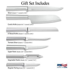 Rada Cutlery 7-Piece Starter Knife Gift Set, Silver Handles