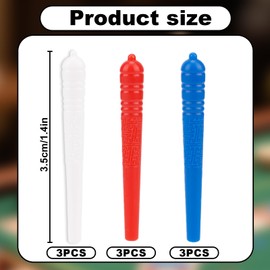 9 Stück Cribbage Brettstifte aus Kunststoff, Dreifarbige Traditionelle Cribbage Stifte mit Konischem Design für Peg Brettspiele und Punktezählung (Blau, Grün, Rot)
