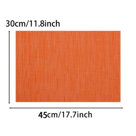 Placemats Set of 4 Woven Place Mats for Dining Table Kitchen Washable Stain Resistant Heat Insulation Non-Slip Kitchen Strip (Orange)