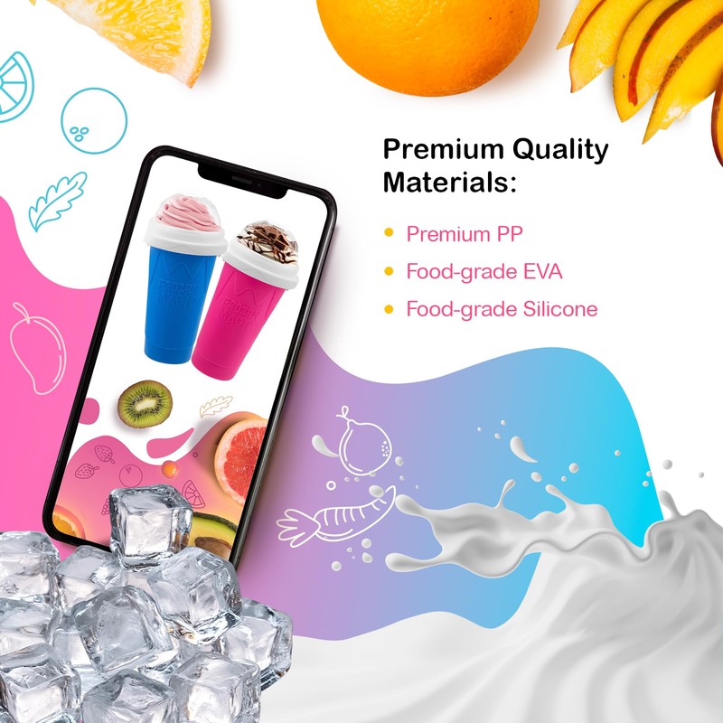 Slushy Maker Squeeze Cup, Portable Smoothie Squeeze Cup for Juices,