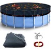 Round Leaf Cover for Above Ground Pool 24Ft Durable Black