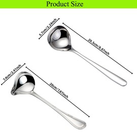 Sweetfamily 4 Pack Gravy Ladle,18/10 Stainless Steel Sauce Drizzle Spoon with Spout for Spooning Gravies and Sauces,7.8 Inches