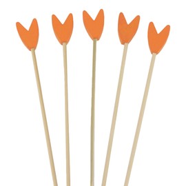 BambooMN Premium Decorative Tulip End Cocktail Fruit Sandwich Picks Skewers for Catered Events, Holiday's, Restaurants or Buffets Party Supplies - Orange, 5.9", 300 pcs