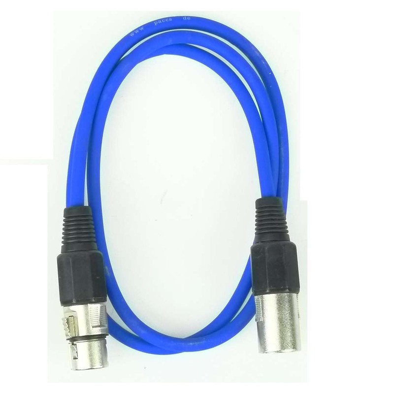 Paccs 2 x 1 m Microphone Cable Blue XLR Male