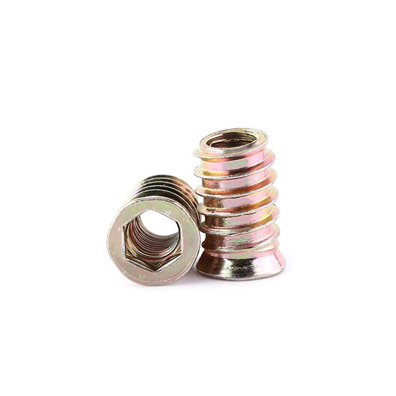 20pcs Threaded Insert Nuts, M10 Zinc Plated Carbon Steel Hex