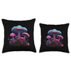 Bioluminescent Mushroom Fungi Flowers Nature Throw Pillow