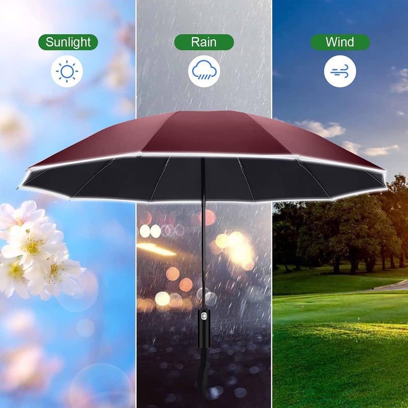 DAWNTREES Windproof Travel Umbrella,Automatic Opening And Closing,Compact, Sturdy, and Lightweight,Sun