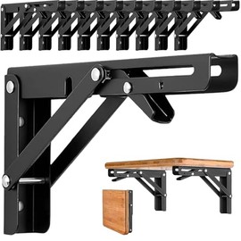 UTRHHVS 10PZ Mensulas para repisa,Soporte Plegable para Estante 8 Pulgadas,Escuadras para repisas,Soportes para Estantes con Tornillos,Para Dormitorio